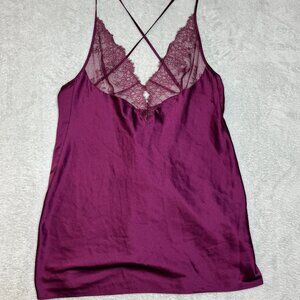 Victoria's Secret Satin Nightie Wine Lavender Lace Lingerie Negligee Size Medium